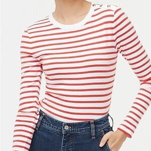 J. Crew Factory Striped Button-Shoulder Tee NEW!